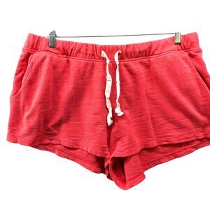 J. Crew Cotton Terry Sweat Shorts Womens L Pink Coral Drawstring Mid Rise Fleece